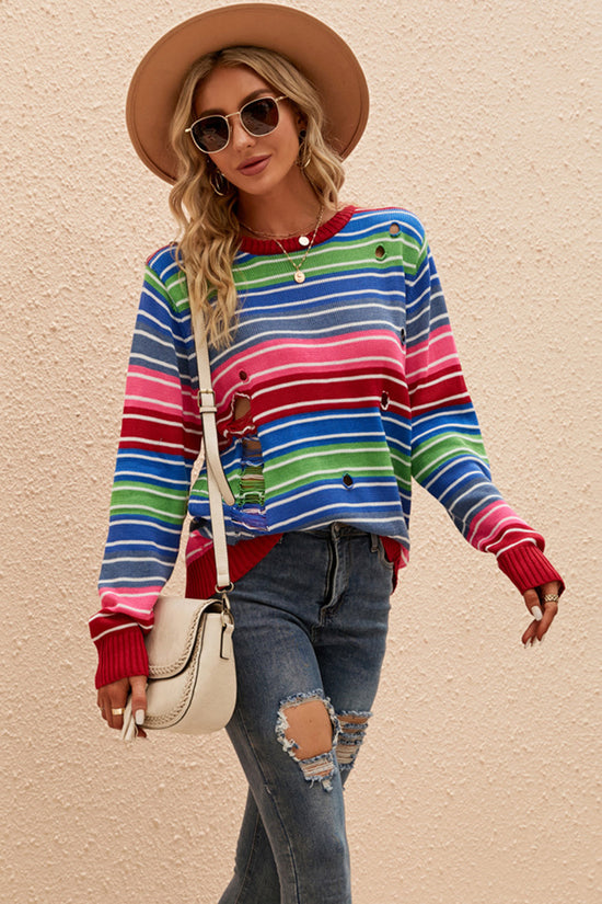 Vibrant Striped Slouchy Sweater