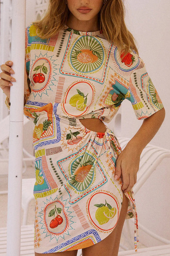 Vibrant Graphic Print Casual Dress
