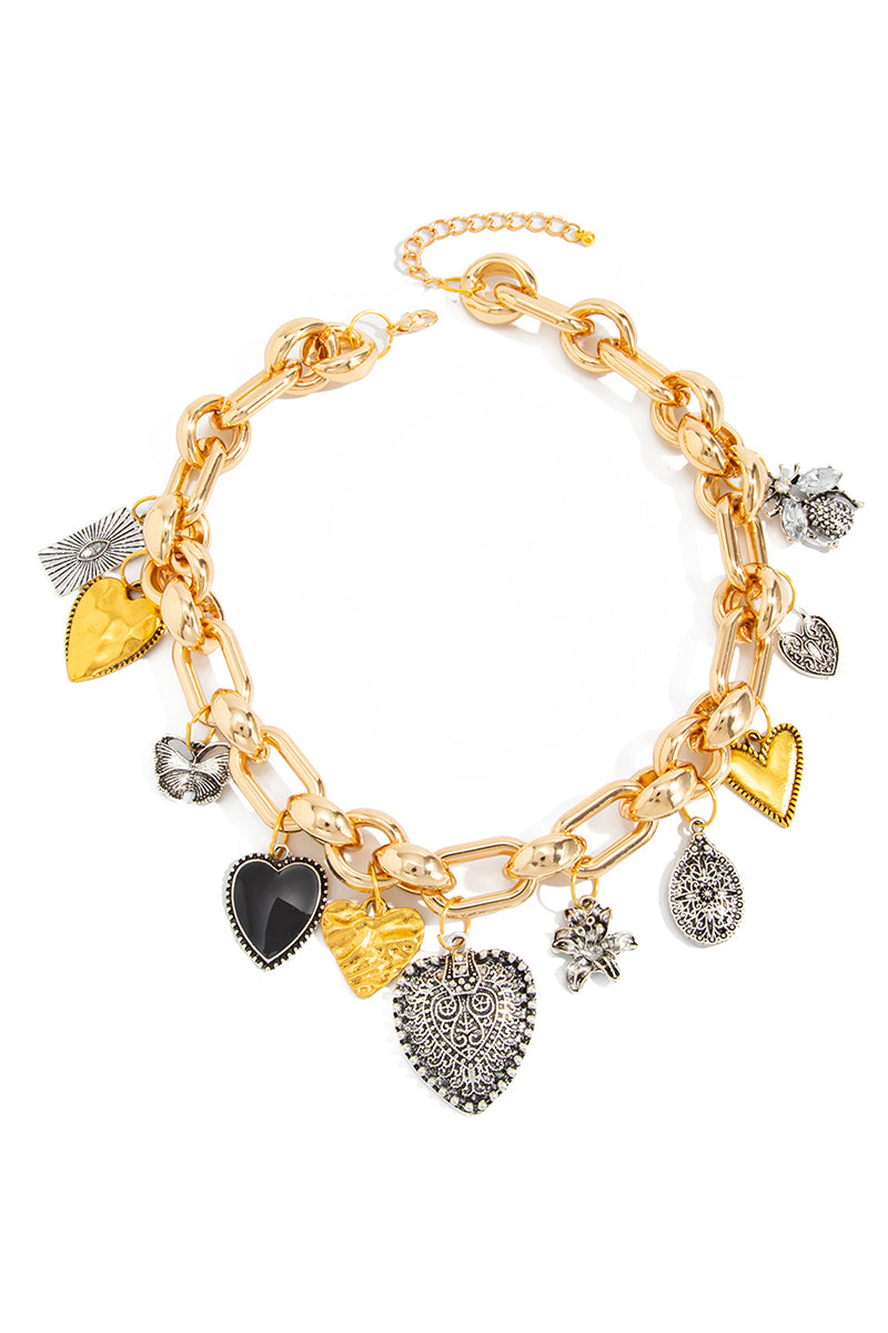 Heart Charm Statement Necklace