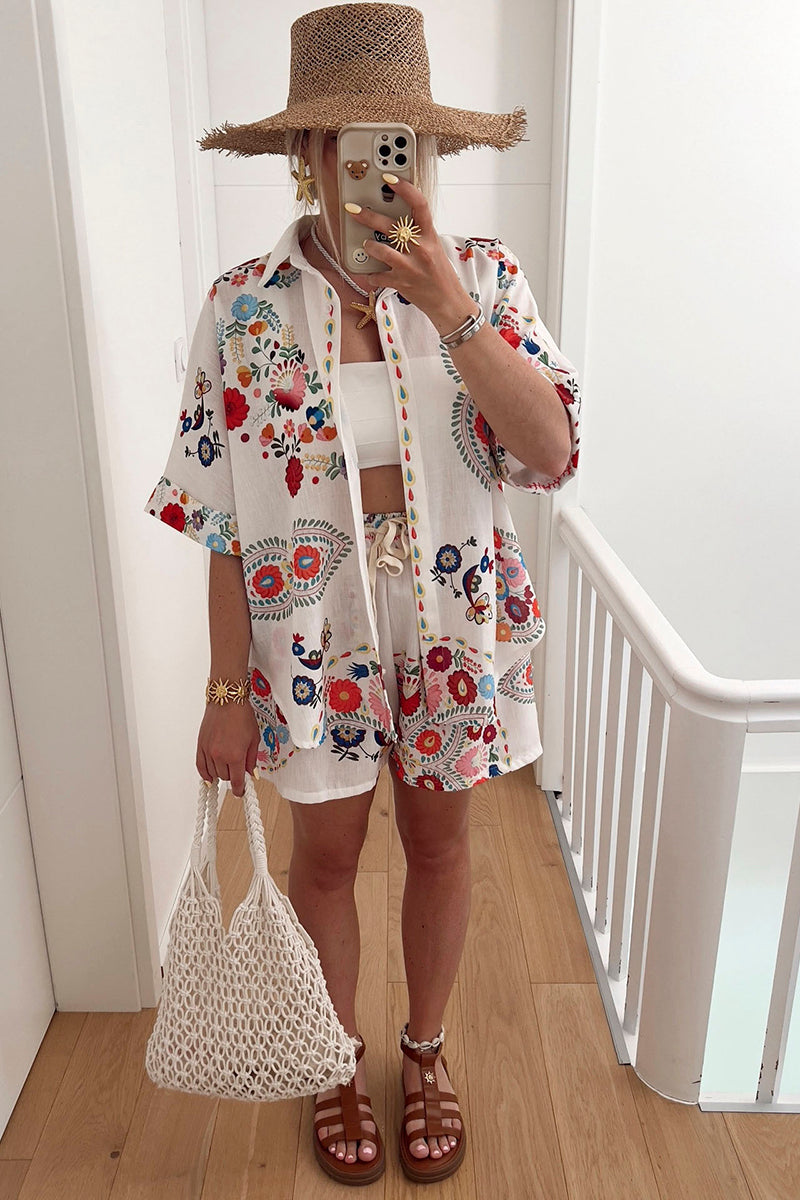 Floral Patterned Summer Shorts Set