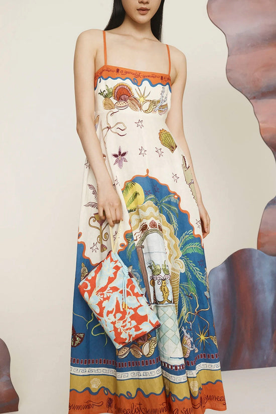 Vibrant Graphic Sleeveless Maxi Dress