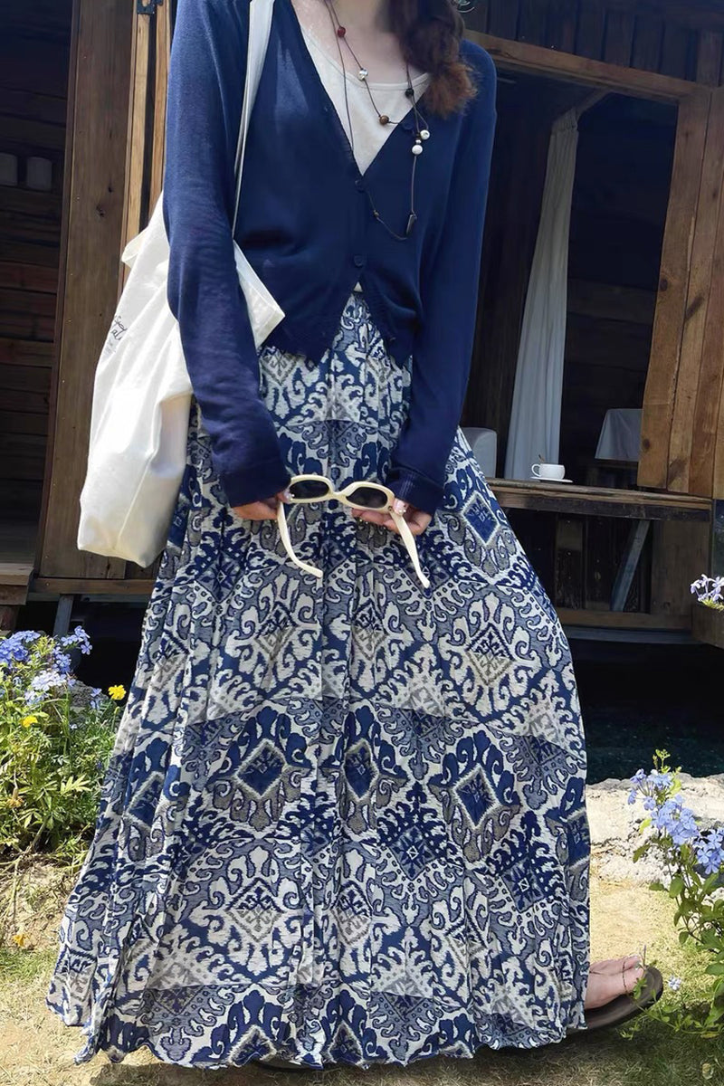Elegant Patterned Midi Skirt