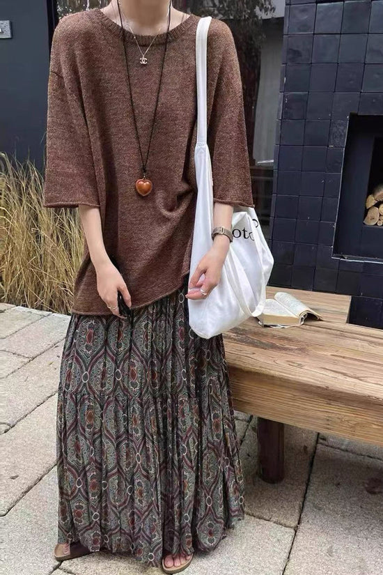 Bohemian Patterned Midi Skirt