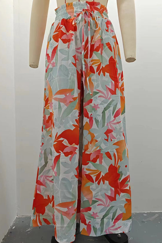 Floral Print Wide-Leg Casual Pants