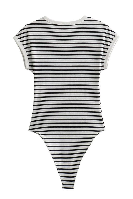 Striped Sleeveless Bodycon Bodysuit