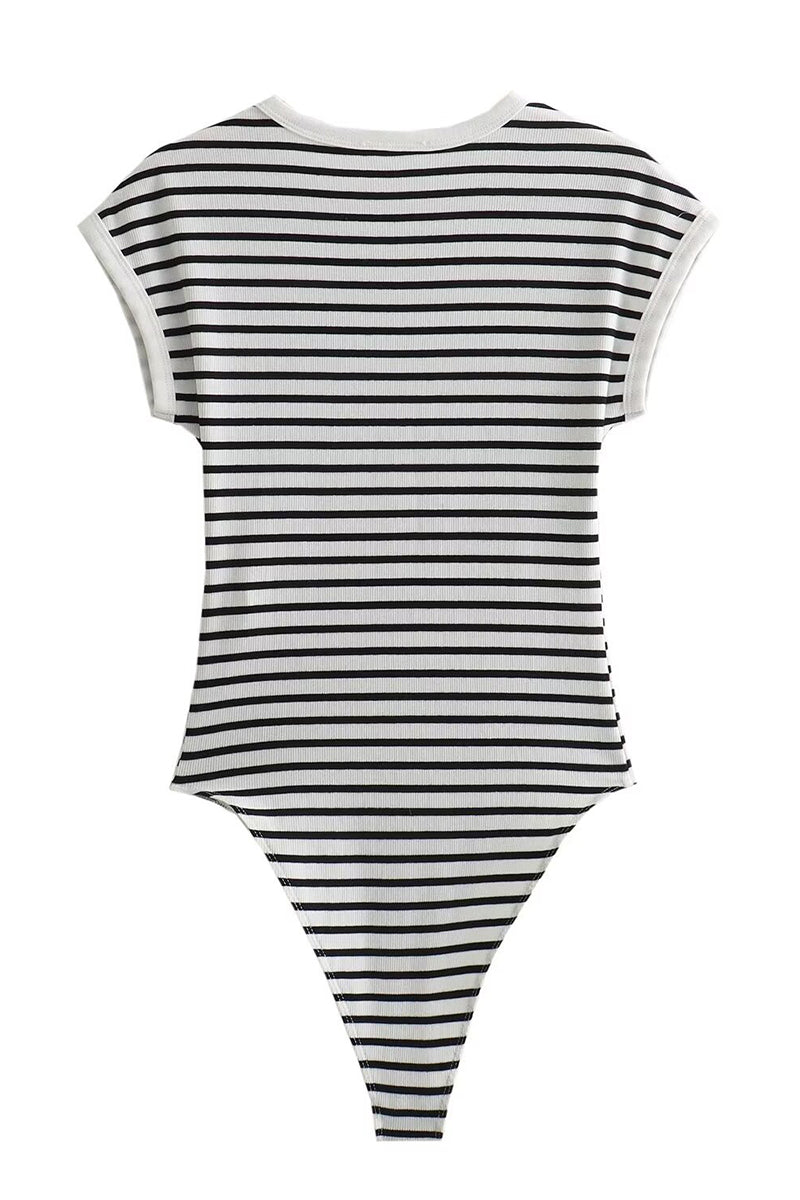 Striped Sleeveless Bodycon Bodysuit