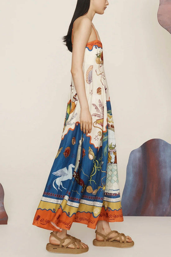 Vibrant Graphic Sleeveless Maxi Dress