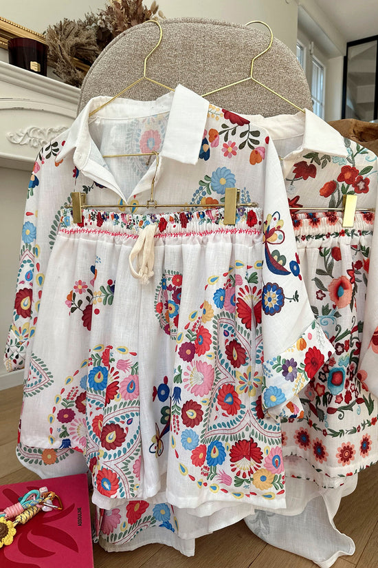 Floral Patterned Summer Shorts Set