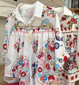 Floral Patterned Summer Shorts Set
