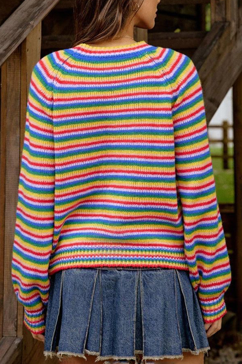 Vibrant Striped Long Sleeve Sweater