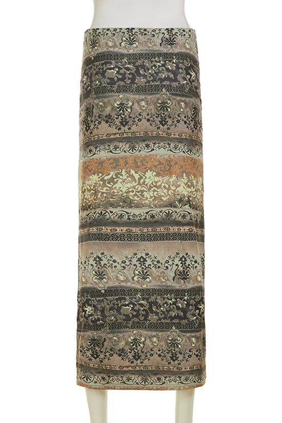 Elegant Patterned Midi Skirt