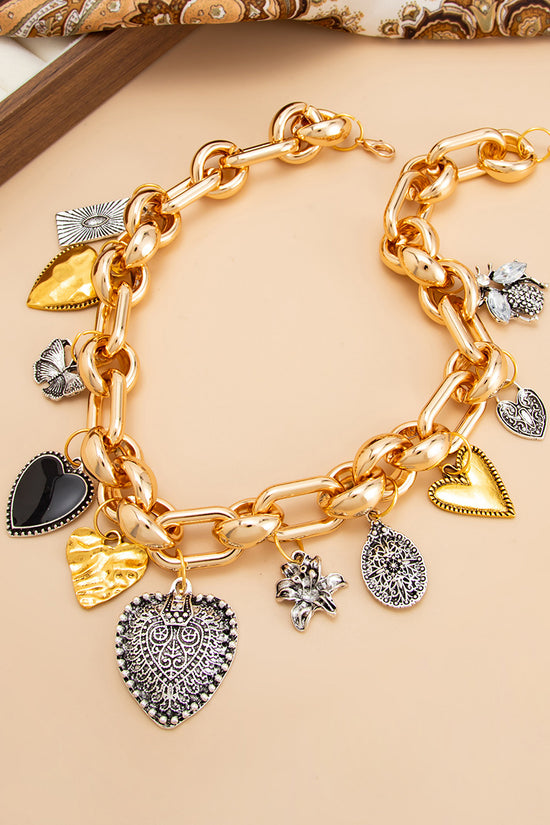 Heart Charm Statement Necklace