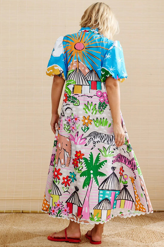 Artistic Safari Print Casual Dress