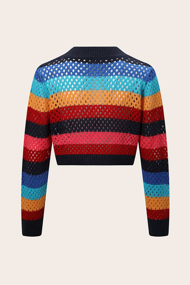 Vibrant Striped Open-Front Cardigan