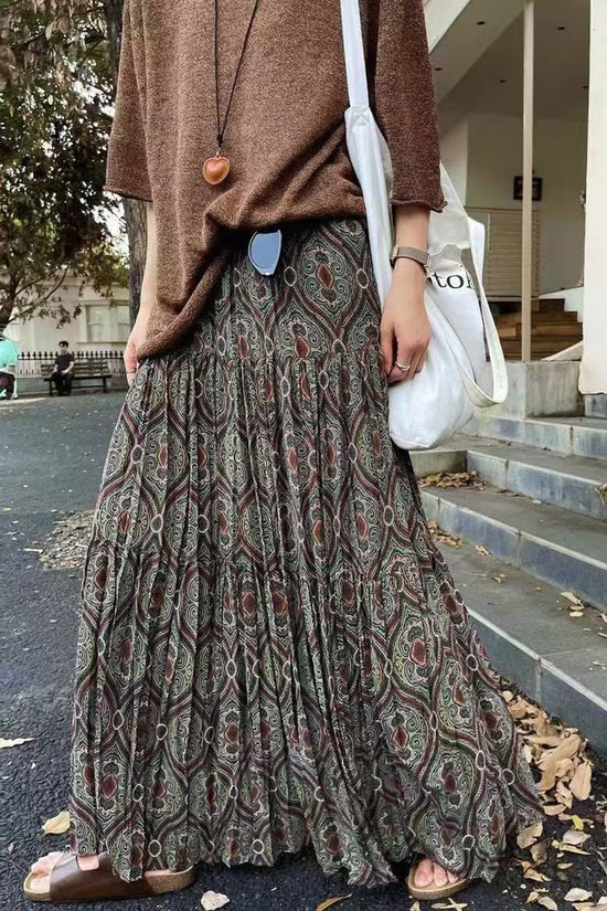 Bohemian Patterned Midi Skirt