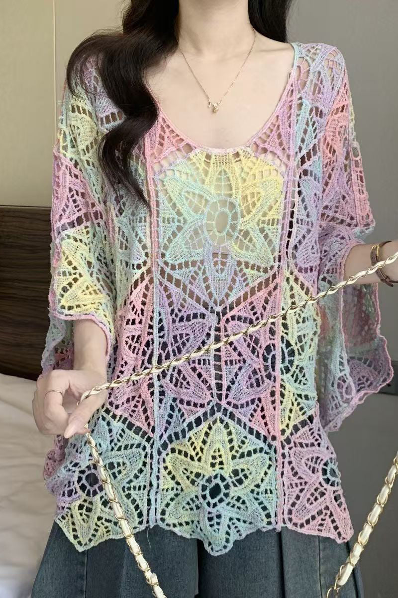 Floral Crochet Loose-Fit Blouse