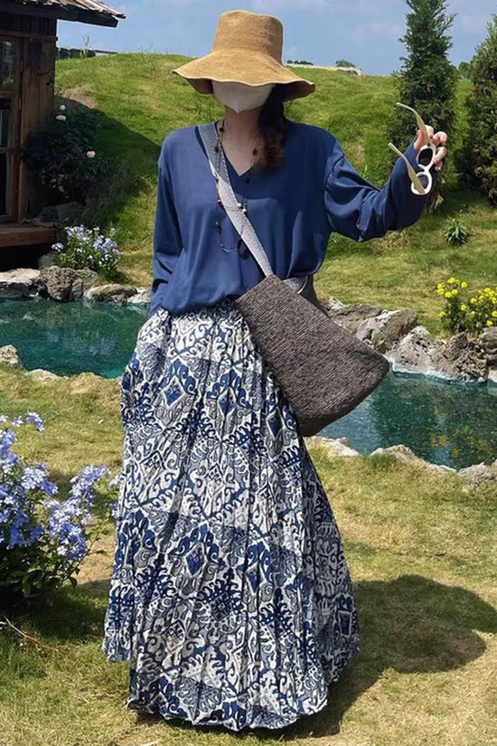 Elegant Patterned Midi Skirt