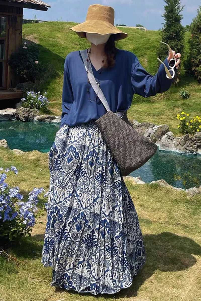 Elegant Patterned Midi Skirt