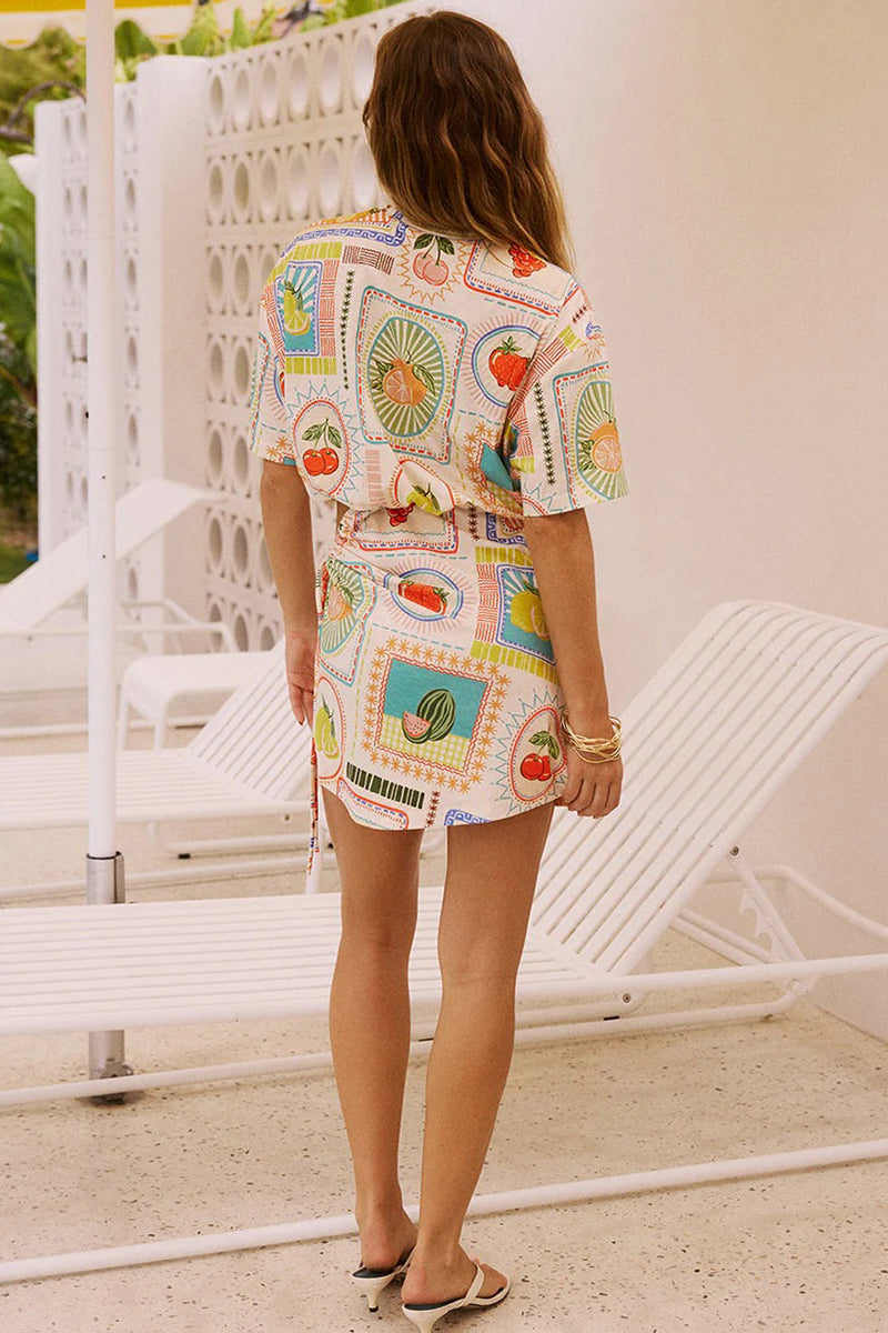 Vibrant Graphic Print Casual Dress