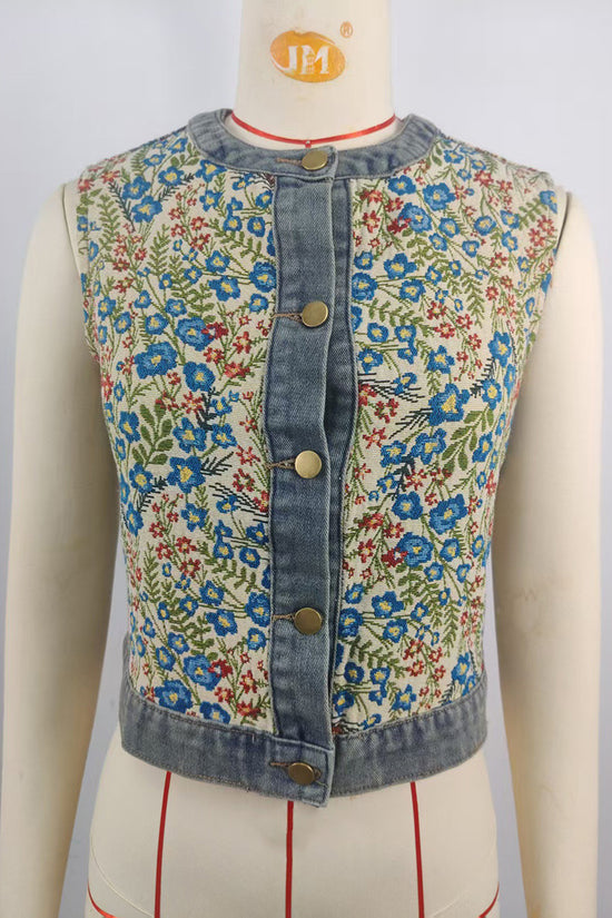 Floral Button-Up Sleeveless Vest