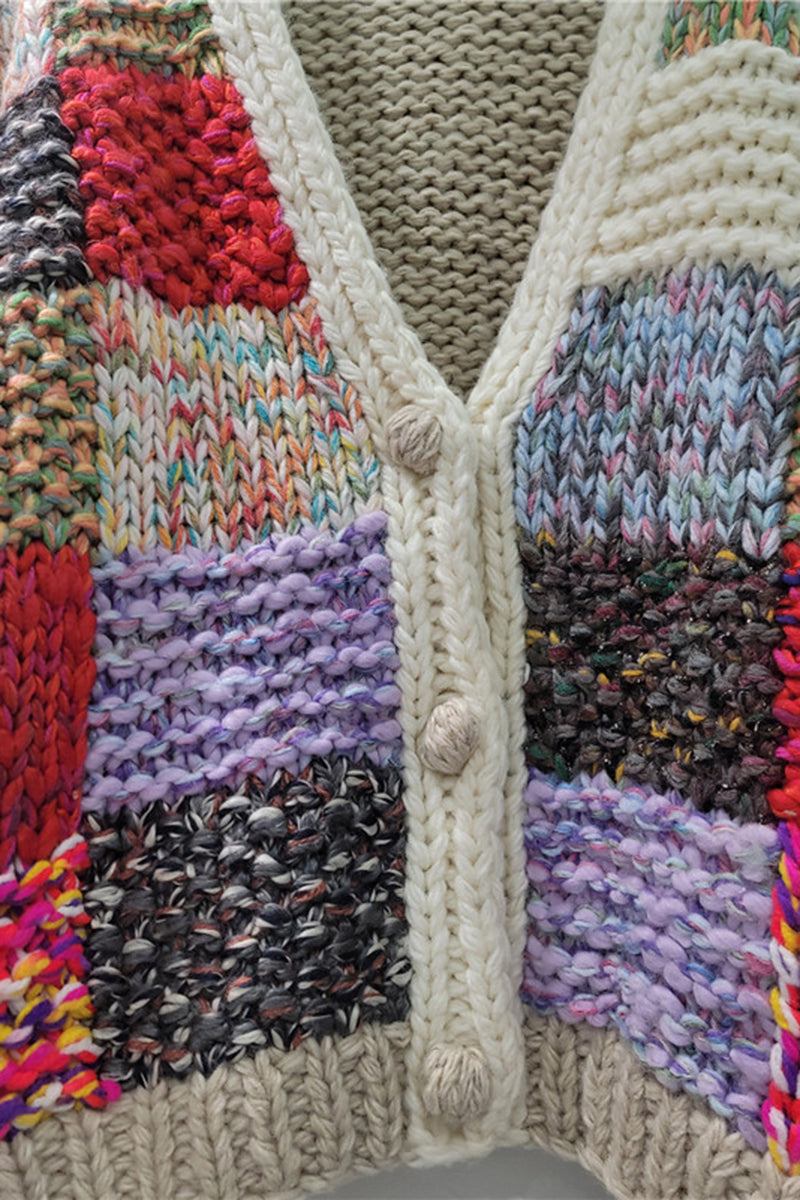 Patchwork Knit Cardigan