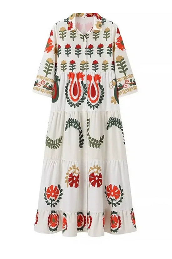 Floral Patchwork Tiered Maxi Dress
