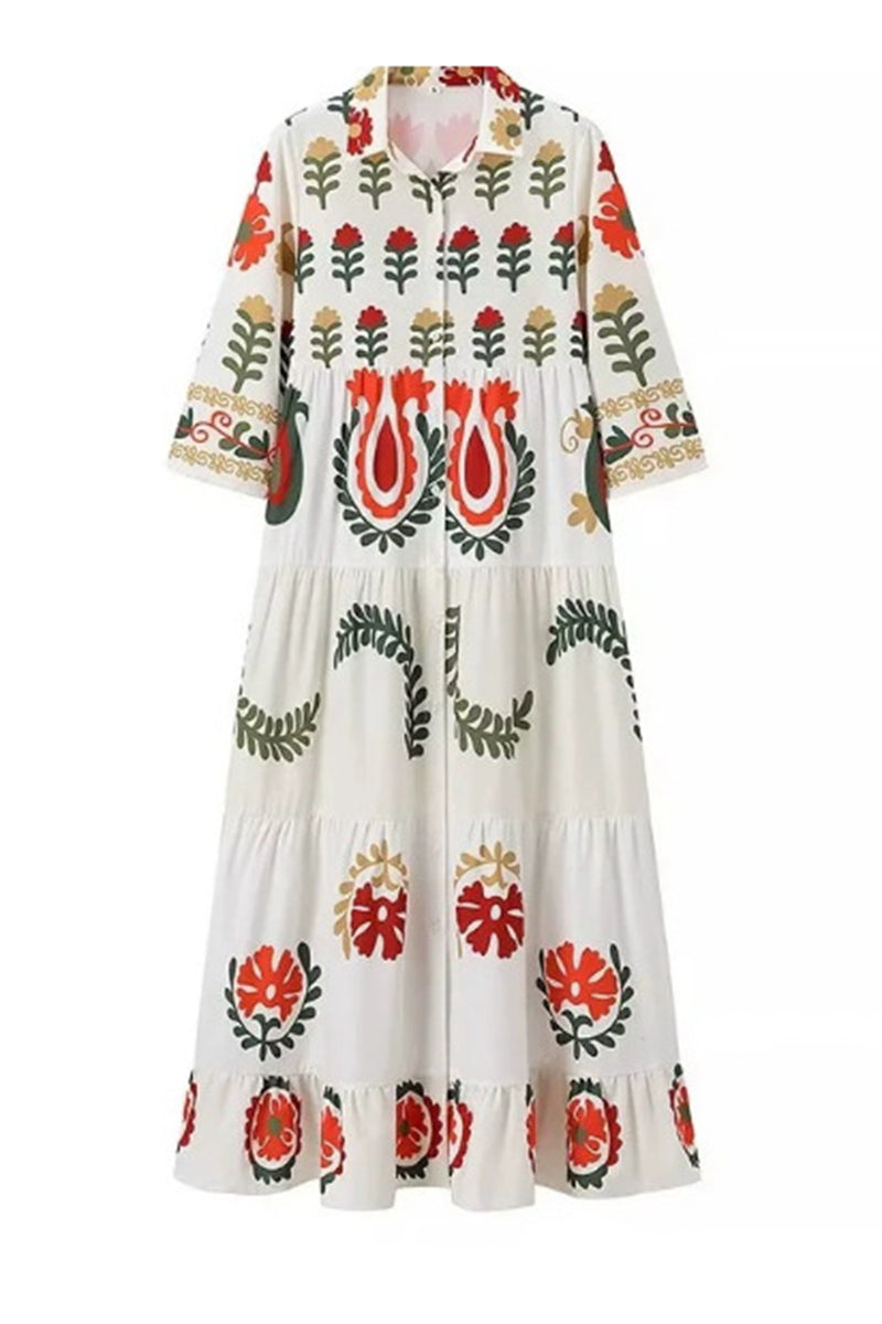 Floral Patchwork Tiered Maxi Dress