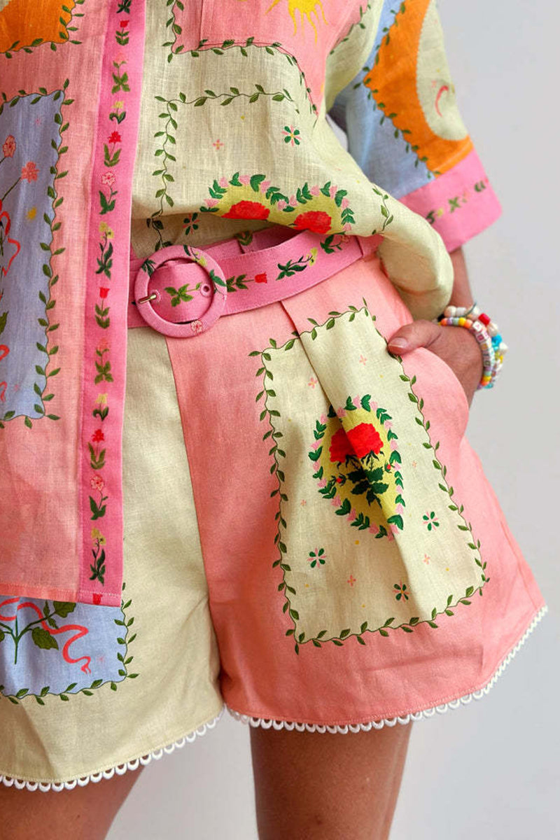 Vibrant Patchwork Short Set
