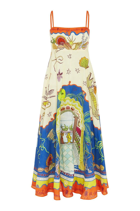 Vibrant Graphic Sleeveless Maxi Dress