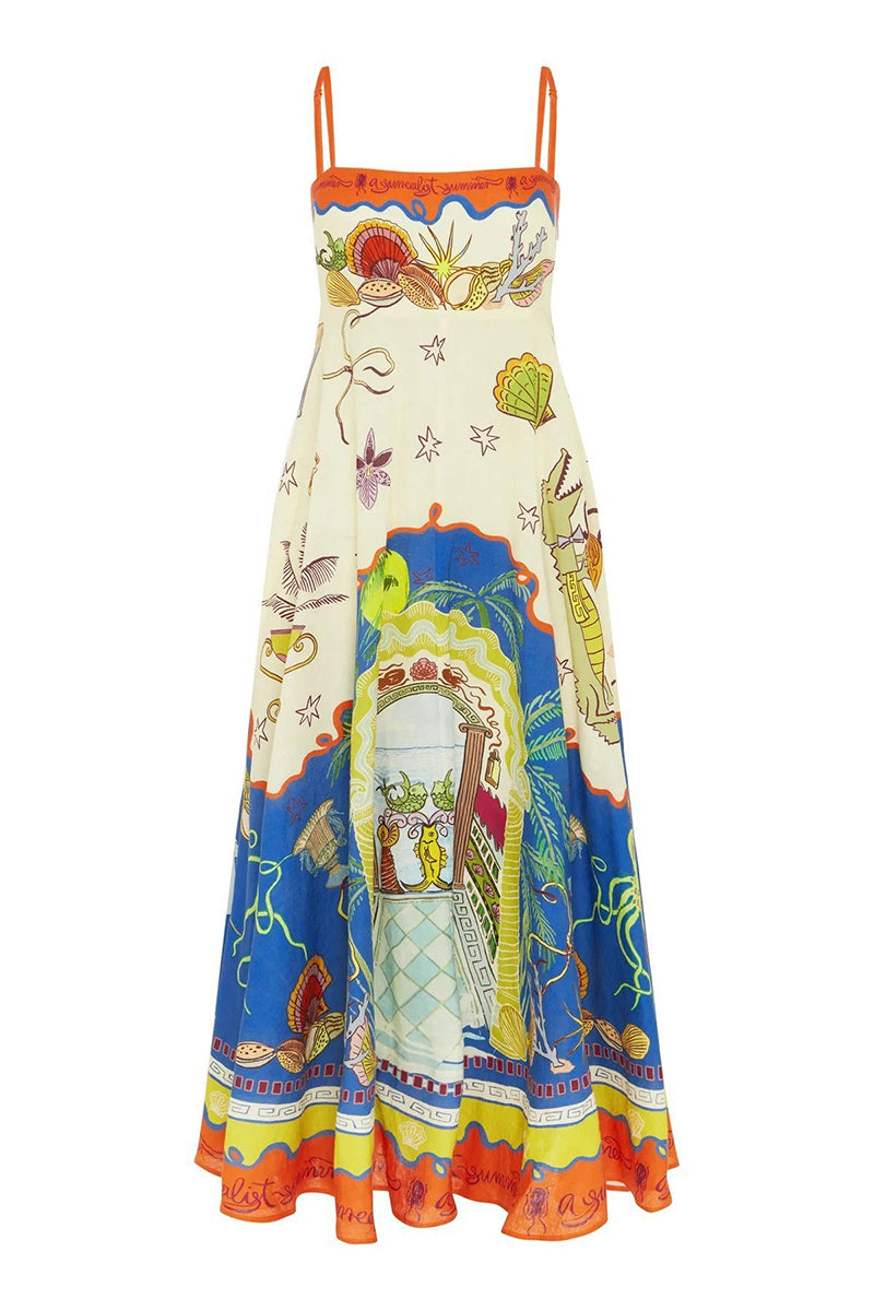 Vibrant Graphic Sleeveless Maxi Dress