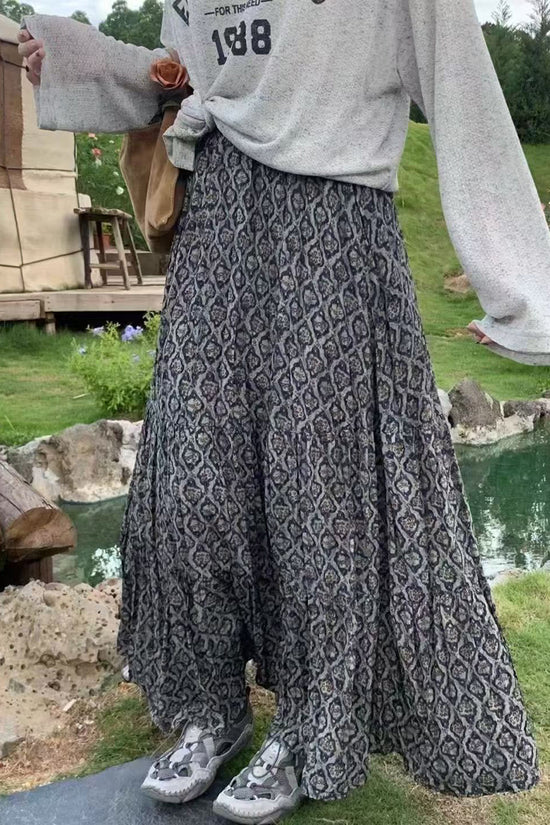 Bohemian Printed Midi Skirt