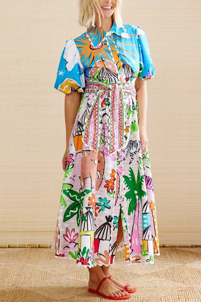 Artistic Safari Print Casual Dress