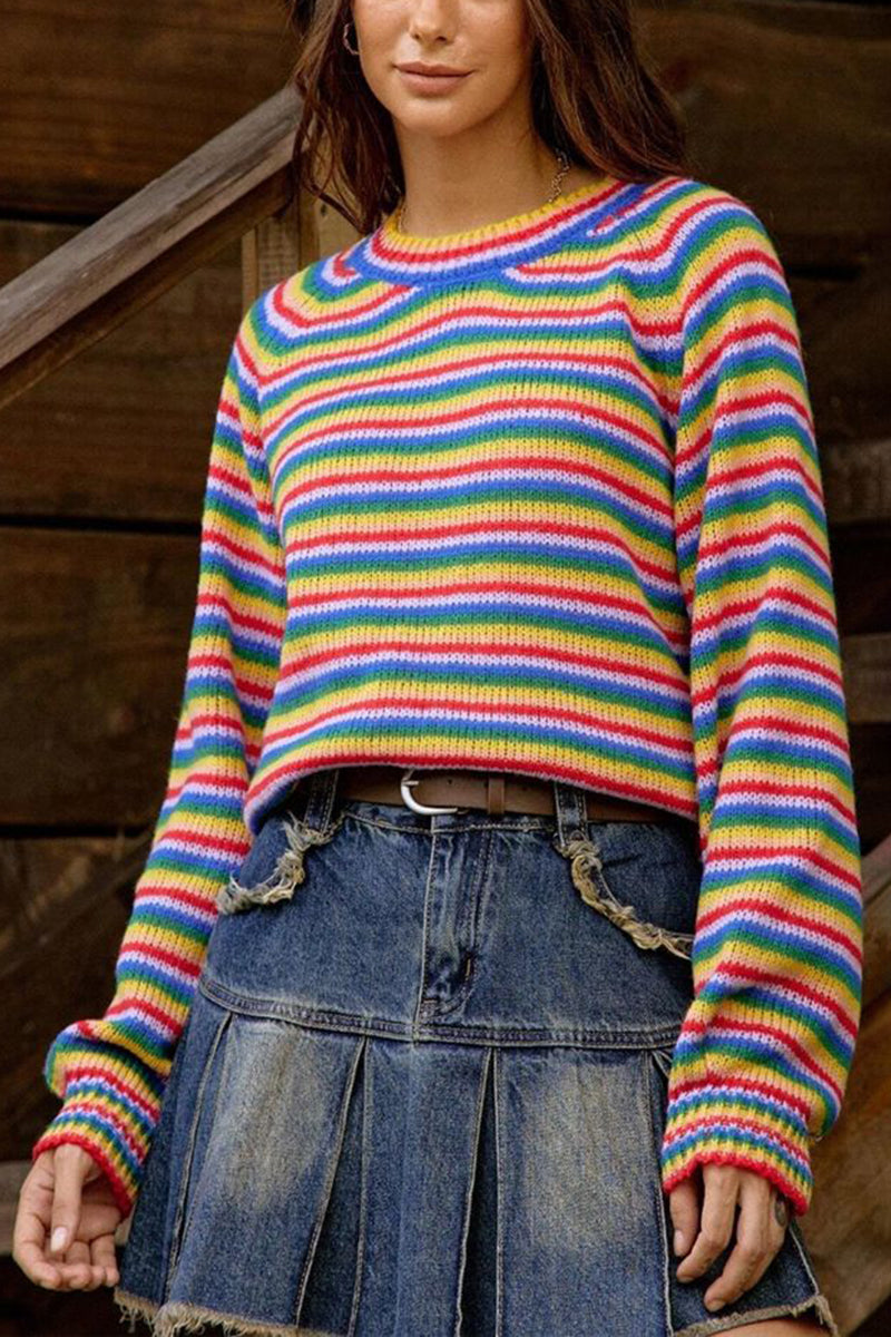 Vibrant Striped Long Sleeve Sweater