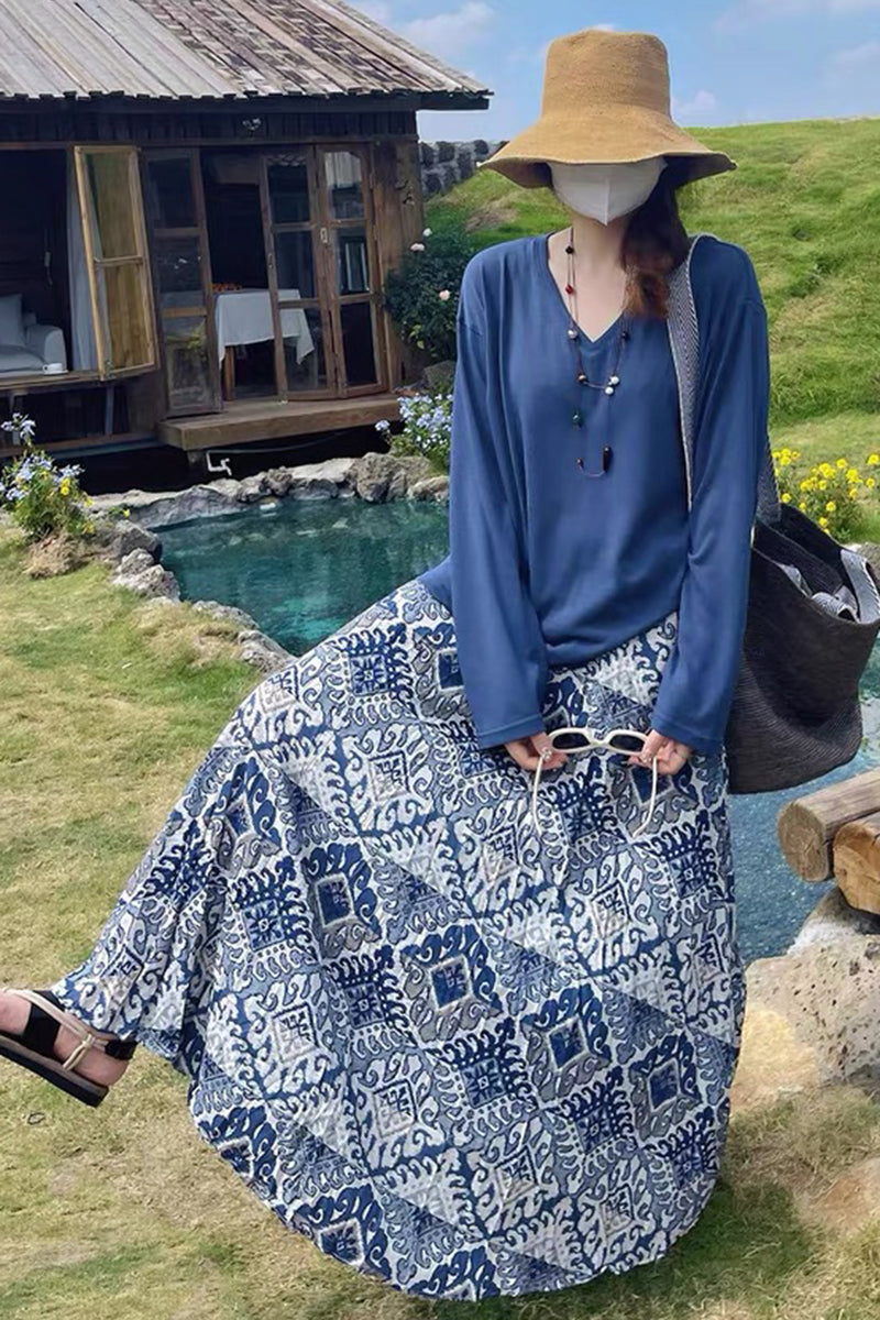 Elegant Patterned Midi Skirt