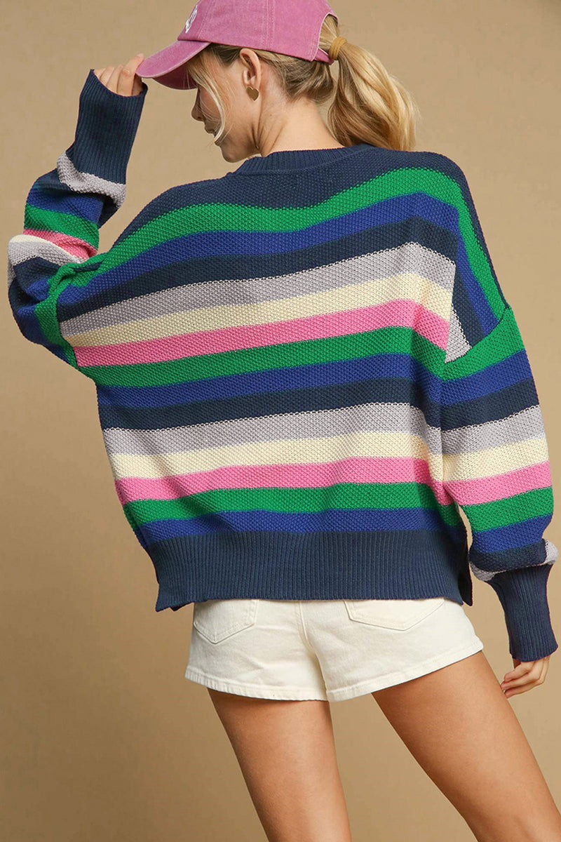 Striped Oversized Cozy Knit Sweater