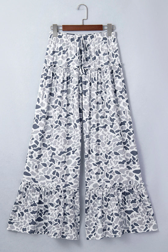 Camo Print Wide Leg Casual Pants