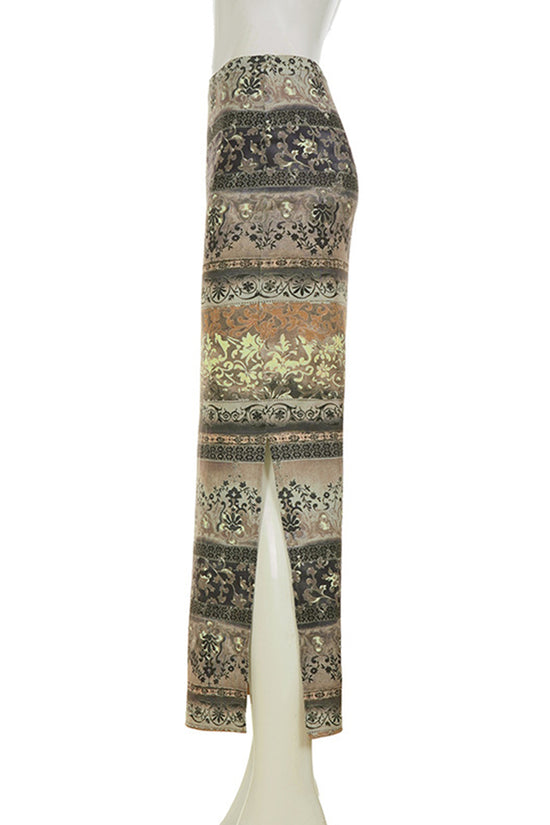 Elegant Patterned Midi Skirt