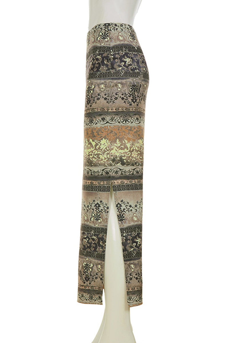 Elegant Patterned Midi Skirt