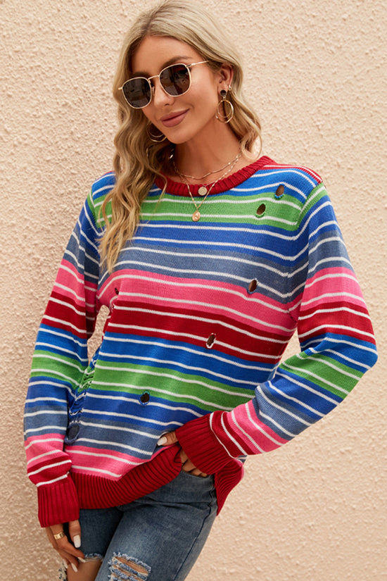 Vibrant Striped Slouchy Sweater