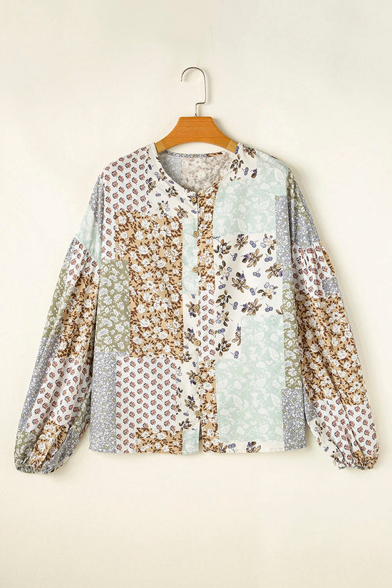 Floral Patchwork Puff Sleeve Shirtt