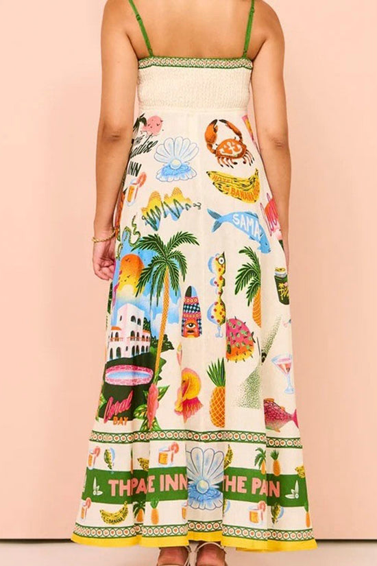Tropical Print Sleeveless Maxi Dress