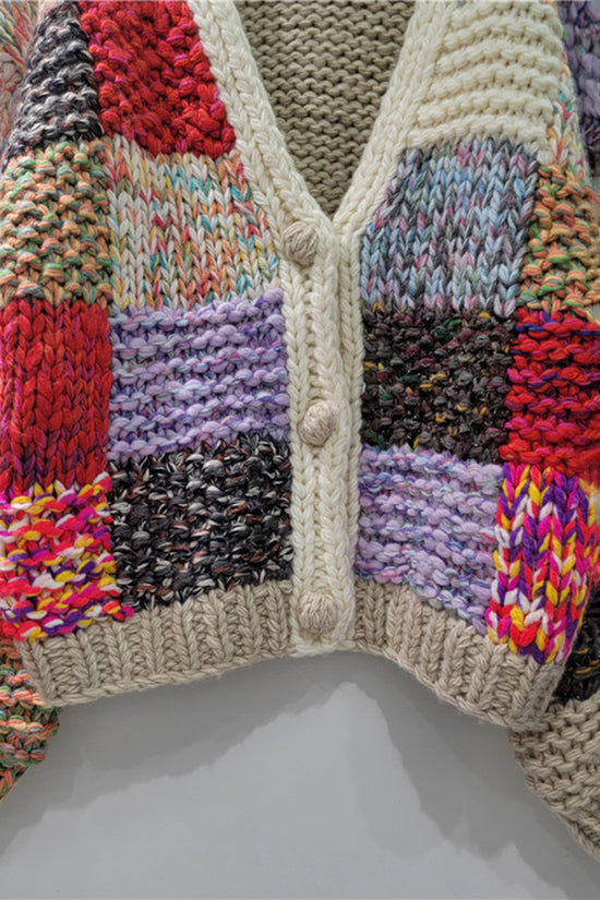 Patchwork Knit Cardigan