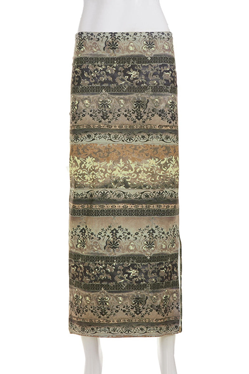 Elegant Patterned Midi Skirt