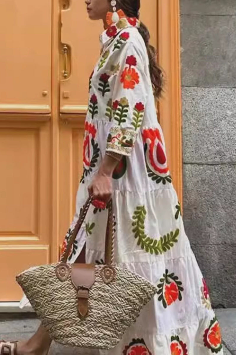 Floral Patchwork Tiered Maxi Dress