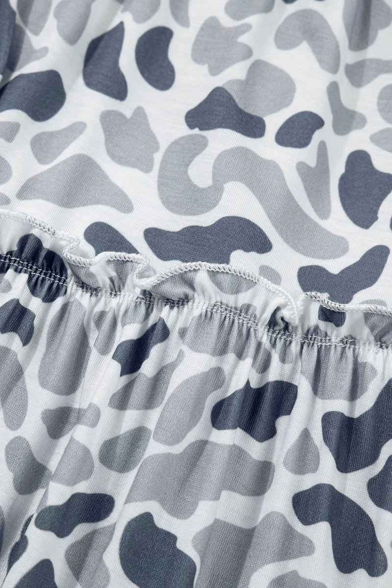 Camo Print Wide Leg Casual Pants
