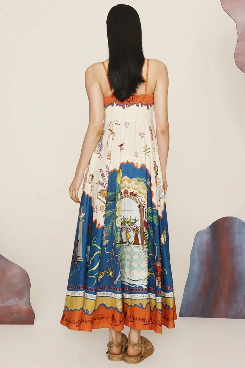 Vibrant Graphic Sleeveless Maxi Dress