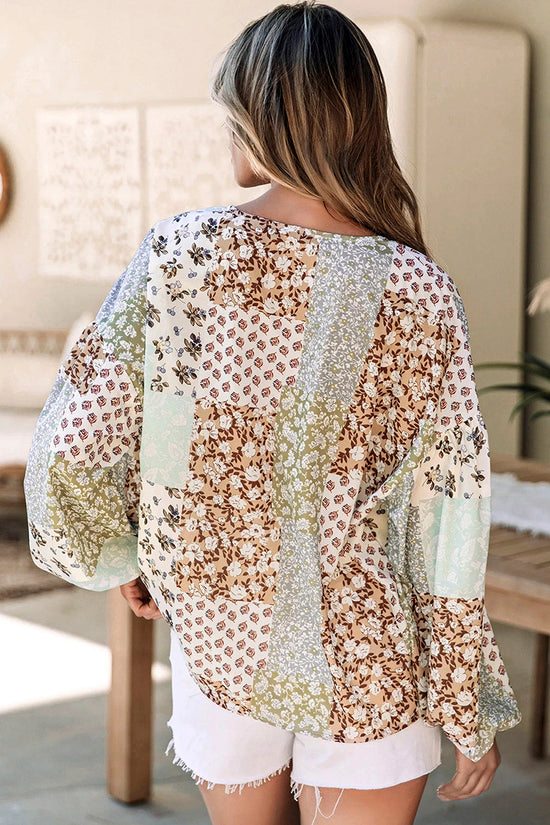 Floral Patchwork Puff Sleeve Shirtt