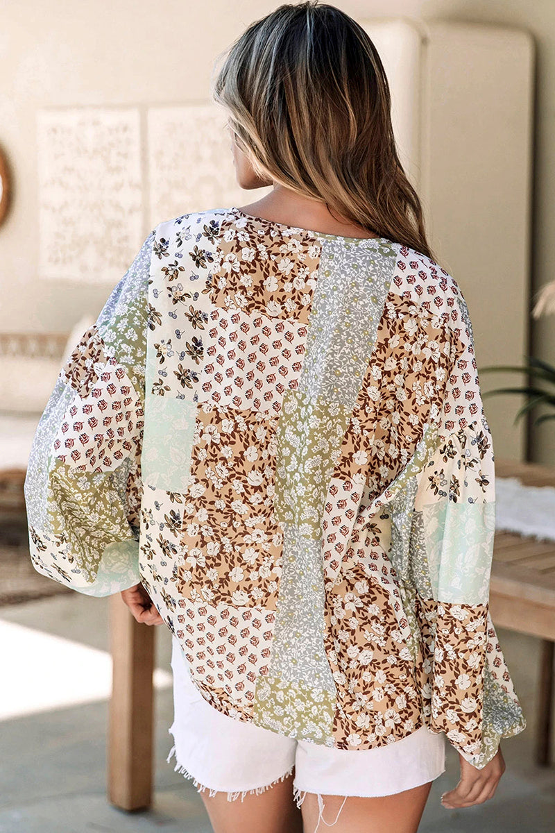 Floral Patchwork Puff Sleeve Shirtt