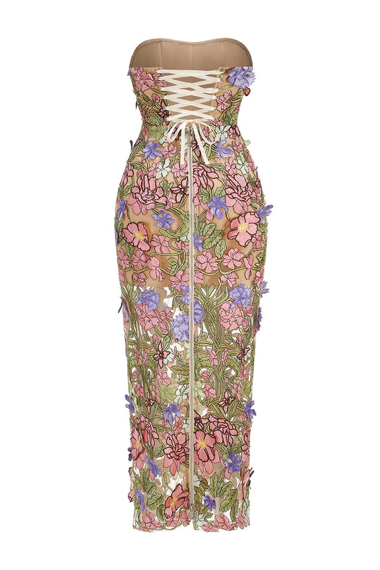 Floral Strapless Evening Dress