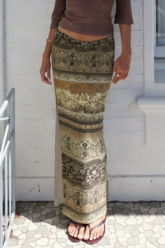 Elegant Patterned Midi Skirt
